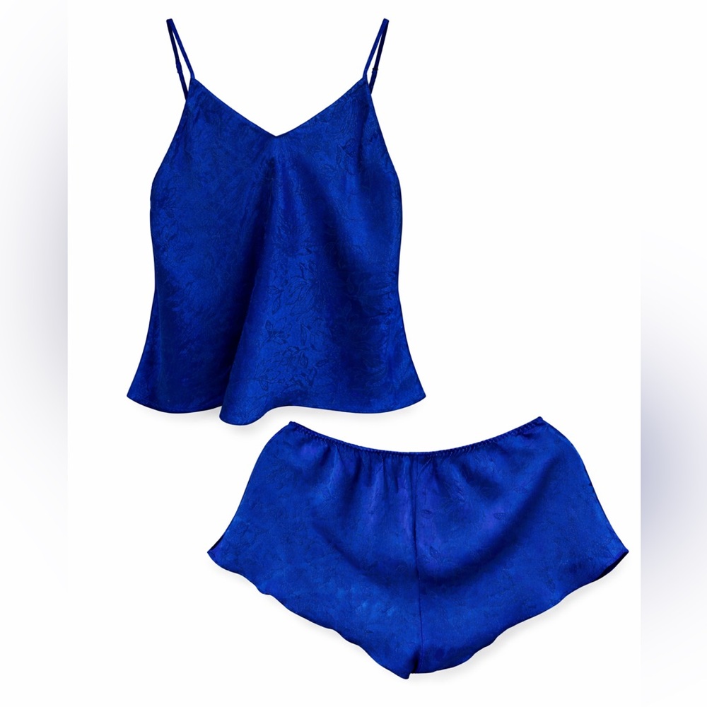 Victoria Secret Elegant Blue Satin Sleepwear Set